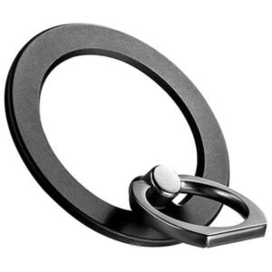 291253_1 MagSafe Magnetic Ring Holder 360° Adjustable Metallic Aluminum Phone Holder and Stand for All Smarphones Black