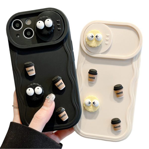 For iPhone 16 Pro Max Briquettes Sliding Camshield 3D Coffee TPU Phone Case